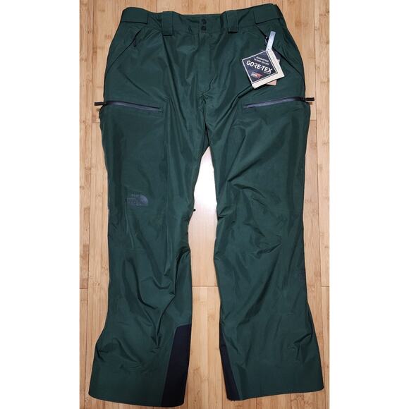 The North Face Dawnstrike Mens XL Green Ski Gore Tex Shell Waterproof Snow Pants